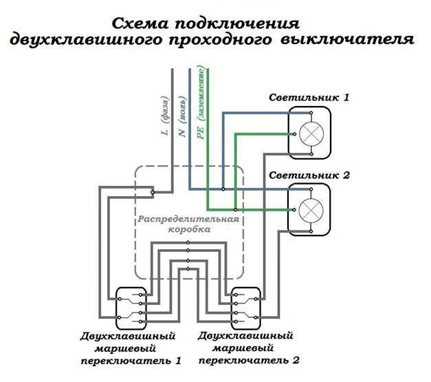  схема подключения проходного выключателя одноклавишного: разбор схемы и порядок выполнения работ