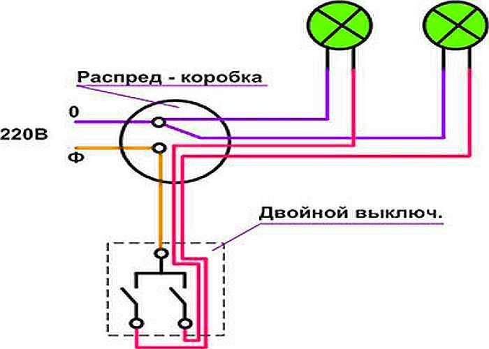 Схема подключения выключателя света с двумя клавишами - tokzamer.ru