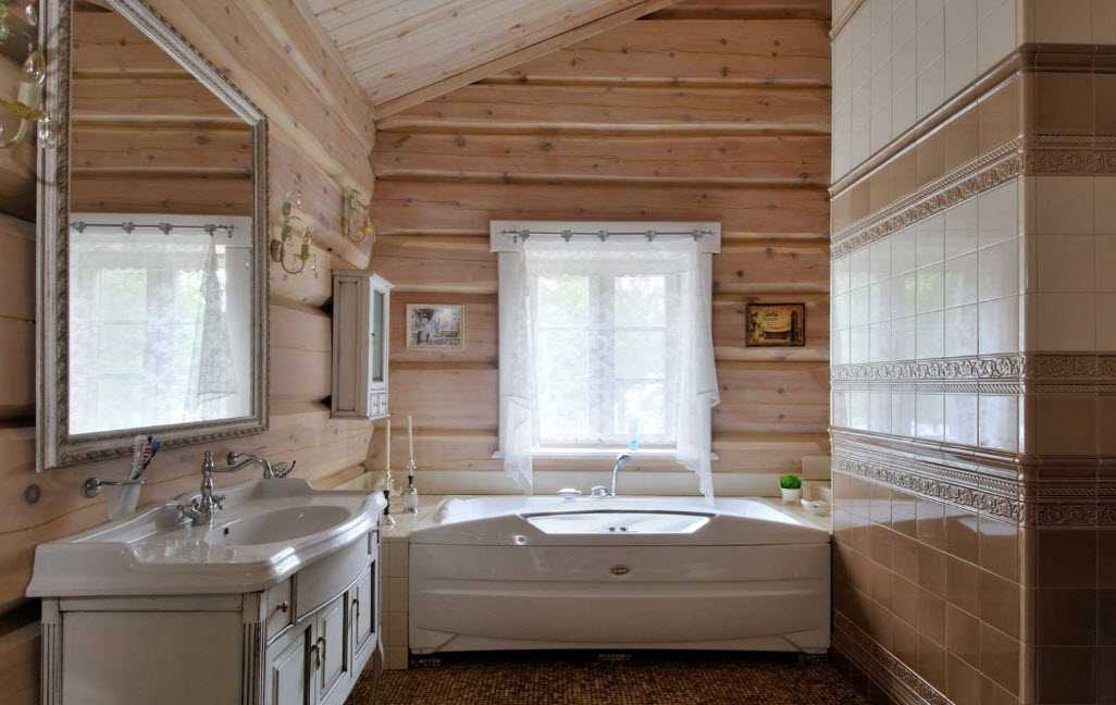 Ванная в деревянном доме: 150 фото новинок дизайна и современных идей оформления интерьера