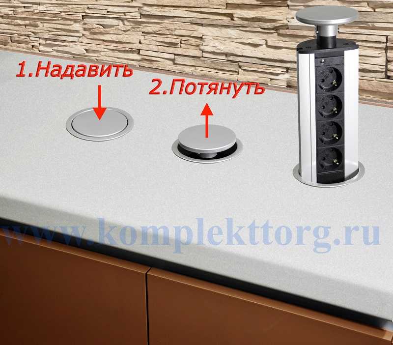 Встраиваемые розетки в столешницу на кухню — особенности установки