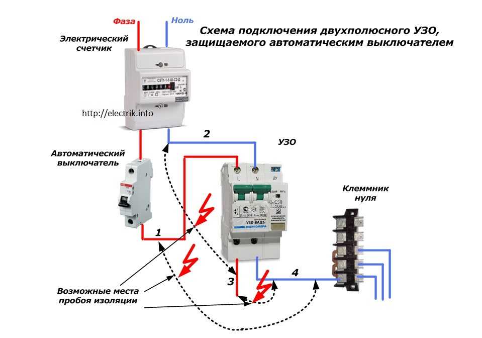 Назначение узо: схема подключения в бытовой электрической сети, установка