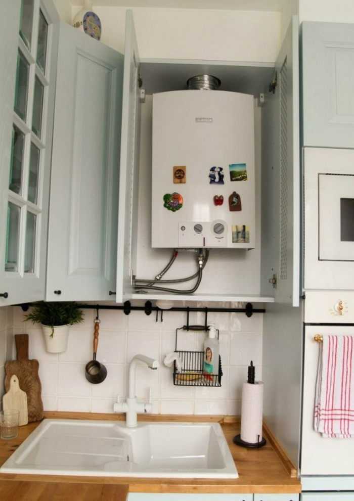 Дизайн кухни с газовым котлом: как спрятать его на кухне
