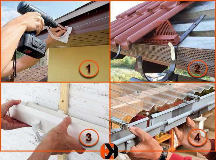 Как установить водостоки если крыша уже покрыта: крепление водосточной системы к лобовой доске, смонтировать на готовую крышу или повесить на костыль