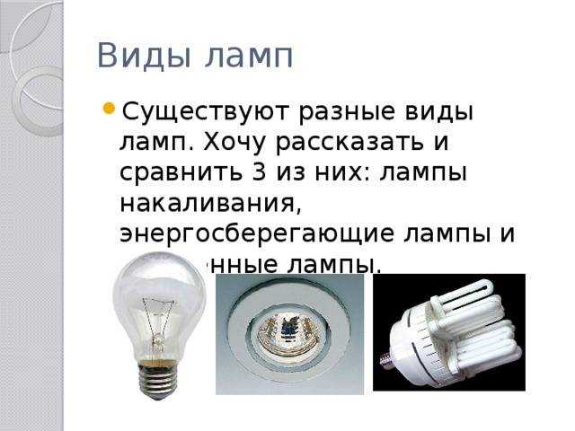 Какие бывают виды ламп: характеристики и разновидности современных моделей, как правильно называются длинные и энергосберегающие лампочки для дома