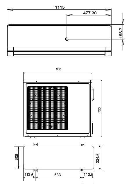 Наружный и внешний блок кондиционера (сплит- системы): размеры, устройство, габариты