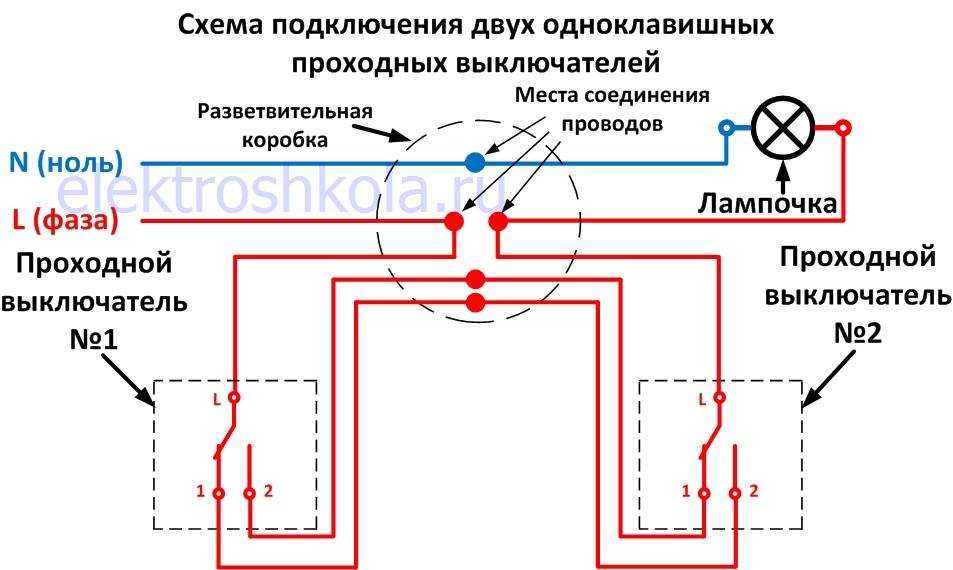 Схема подключения проходного выключателя одноклавишного: правила подключения + монтажная инструкция 