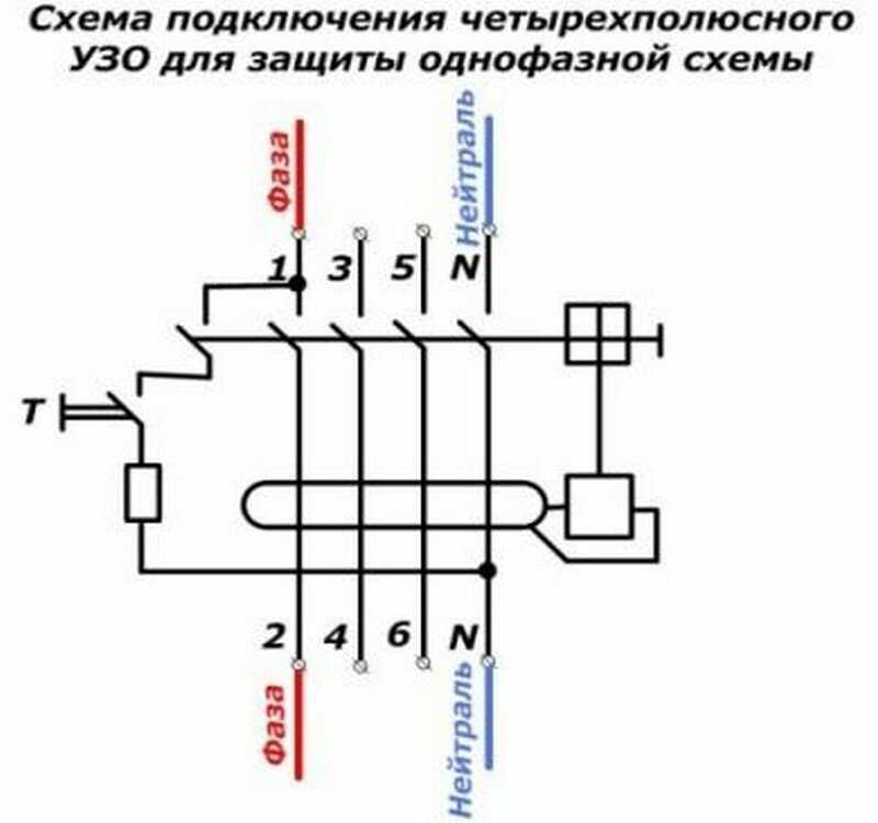 Схема подключения узо в однофазной и трехфазной сети