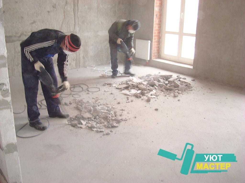 Как самостоятельно сделать демонтаж бетонного пола